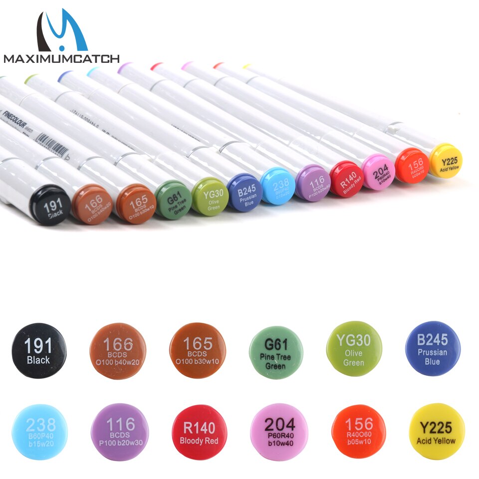 Maximumcatch 12 kleuren waterdichte vliegbindmarker dubbele kop uv-bestendig vliegbindgereedschap