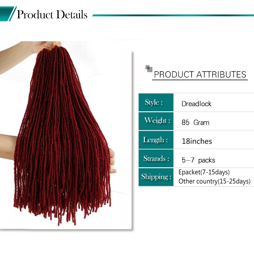 Deadlocks Sister Locks Afro Crochet Braids Ombre Color 18 Inch Brown Synthetic Braiding Hair for Women Faux Locs Crochet Hair