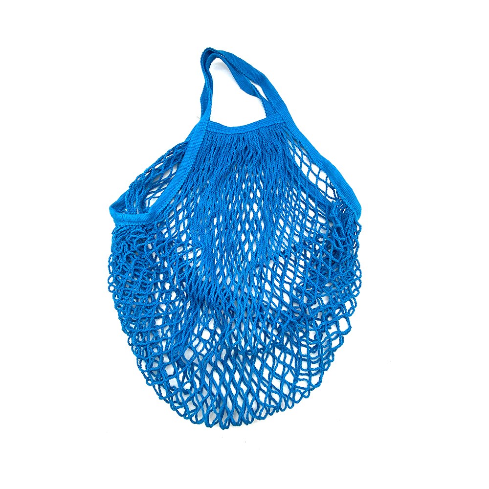 Tragbare Lebensmittel Taschen für Obst Gemüse Tasche Waschbar Baumwolle Gittergewebe Schnur Organische Organizer Wiederverwendbare Handtasche Tuch Einkaufstasche: Blau
