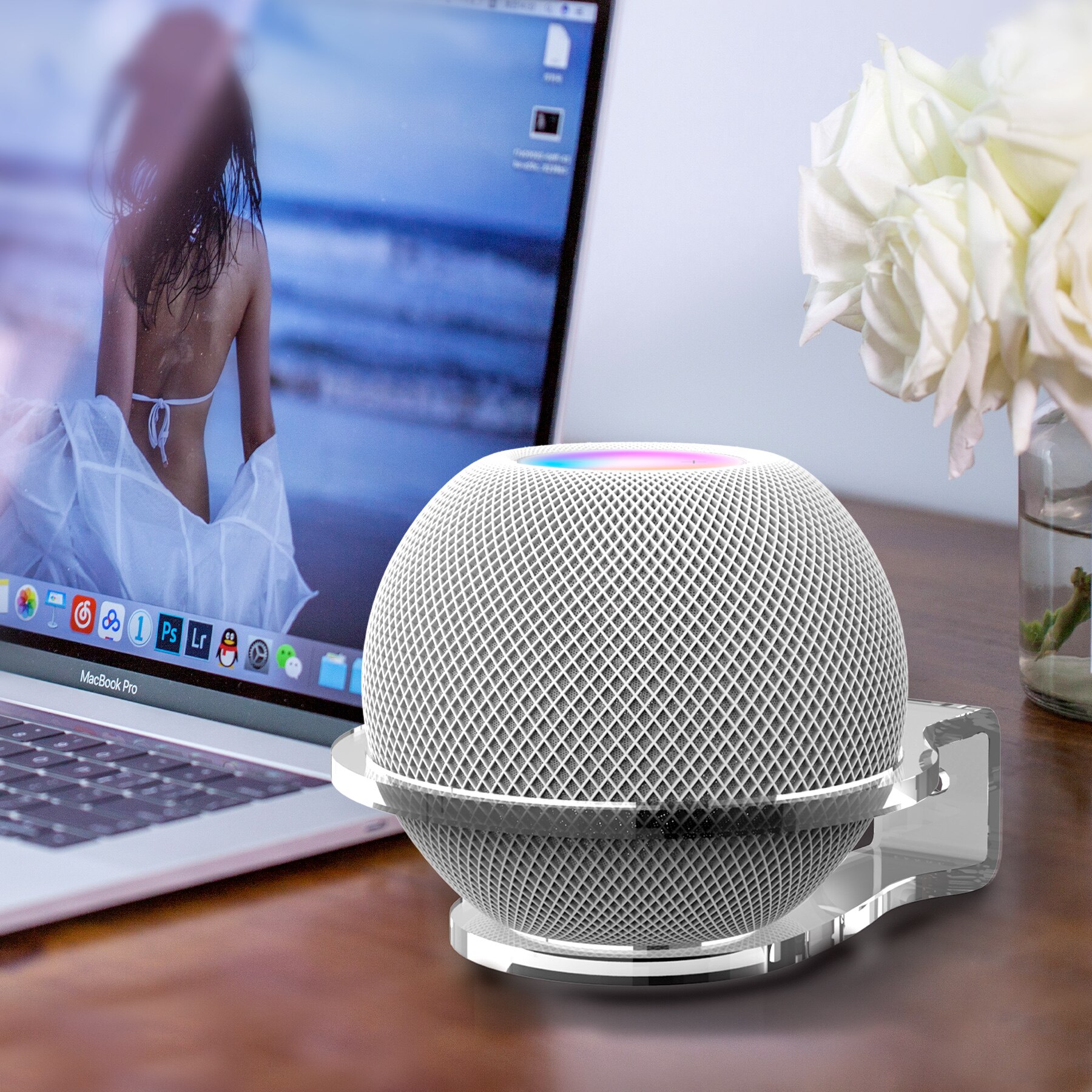 Uchwyt ścienny do montażu na ścianie uchwyt do głośnika HomePod Mini oszczędność miejsca półka ścienna z układem przewodów do ministojak HomePod