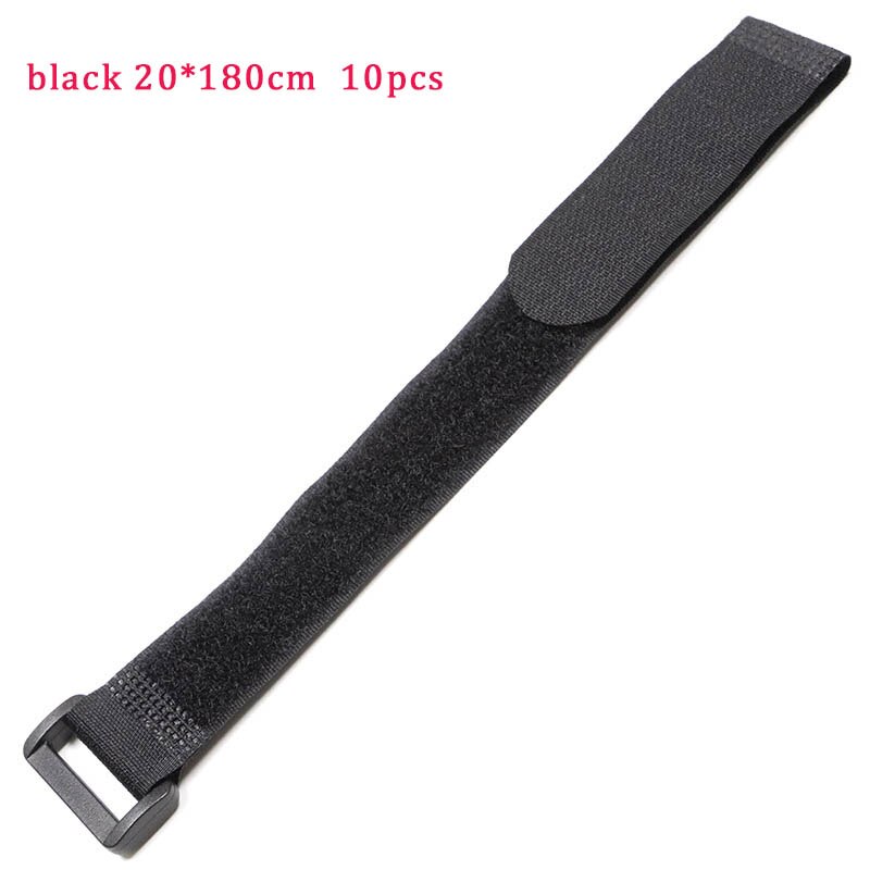 10Pcs/20Pcs 2X20Cm Plakband Binding Tape Klittenband Reverse Gesp Tape Klittenband Met gesp Loop Strap Cord Ties: black  10pcs