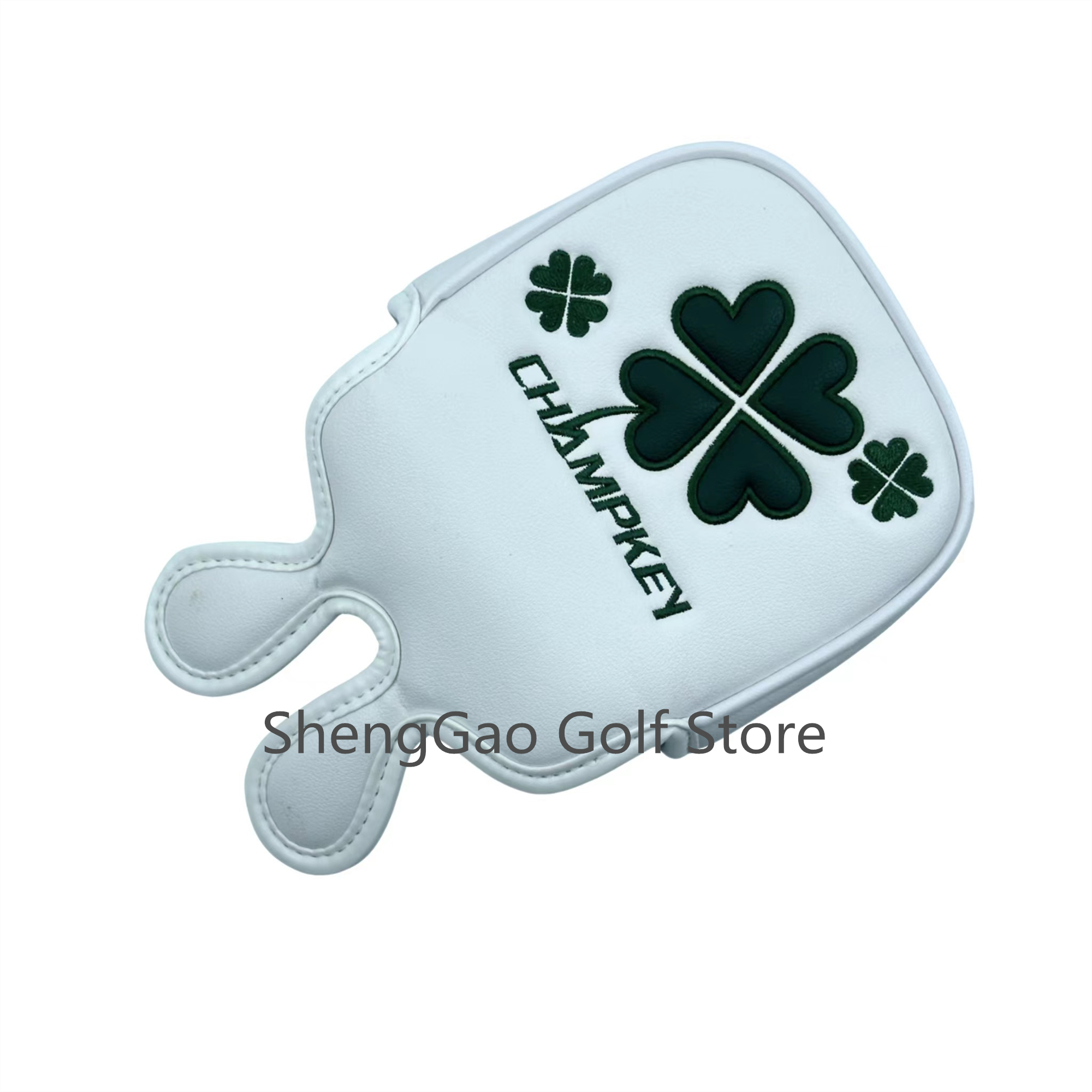 1Pc Lucky Clover Patroon Putter Cover Pu Lederen Grote Mallet Golf Head Cover Magnetische Sluiting Golf Head Cover: Licht Geel