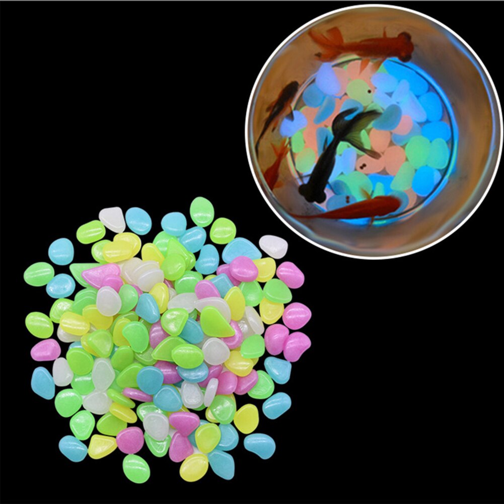 100pcs Luminous Cobblestones Pebbles Stones Glow in the Dark for Aquarium Fish Tank Gravel Decorations For Garden Yard