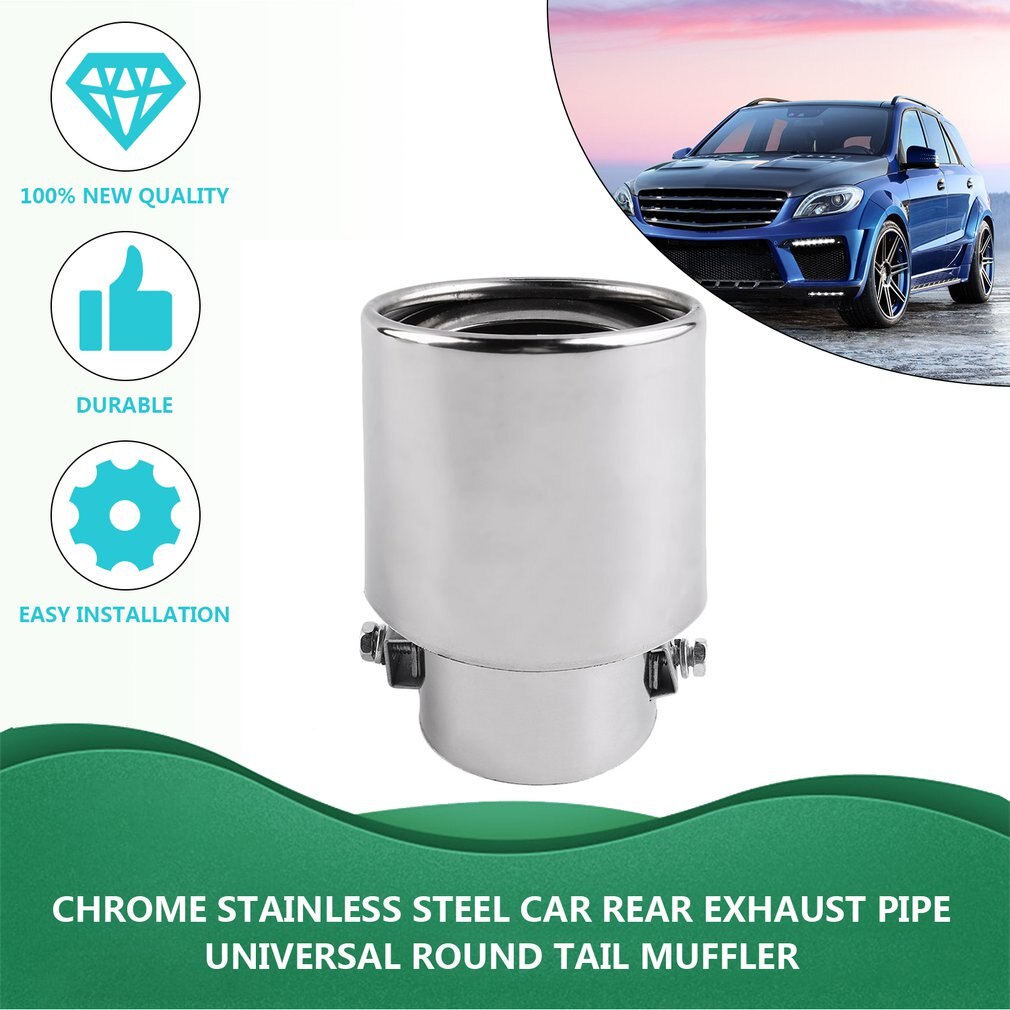 Universal Car Exhaust Muffler Tip Stainless Steel Pipe Chrome Trim Modified Car Tail Throat Liner Pipe Exhaust System