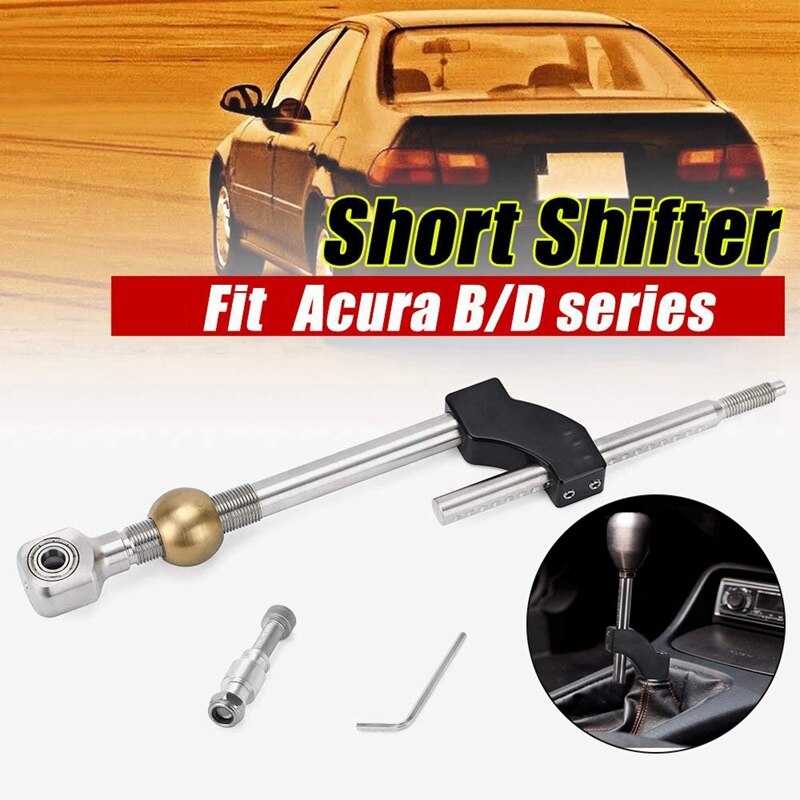 Stainless Steel Short Shifter Adjustable Height Dual Bend for Honda Ciciv CRX Del Sol Acura Integra B&D Series Engine: Default Title