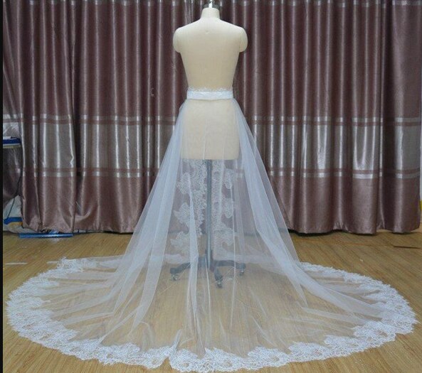 Jupe en dentelle avec train, jupe amovible Tulle sur jupe train amovible pour robe de mariée, maxi jupe en dentelle accessoires de mariage