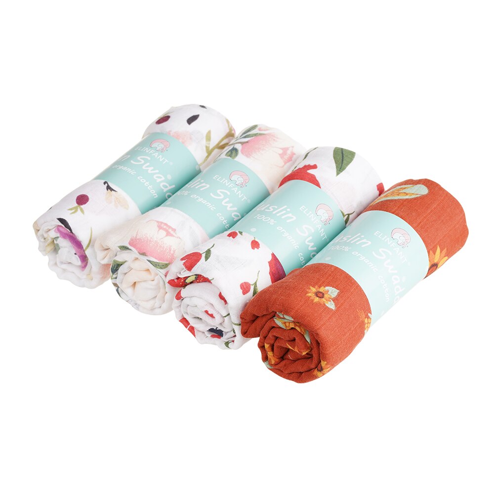 Mordedor 4 unids/set muselina 100% algodón de bebé suave de algodón muselina Swaddle manta abrigo para niños y niñas 120 × 120cm de algodón de bebé Swaddle: G-Muslin Swaddle