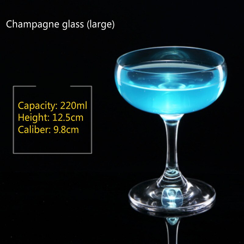 100-300ml Cocktail Glass Cup Wide Mouth Champagne Cup 6 Styles Dish Cup Goblet Martini Glass Wine Glass Bar Household Drink: 220ml
