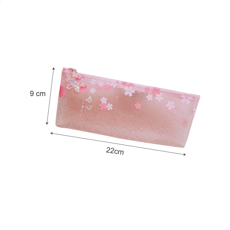 Sød lyserød glitrende matteret sakura blyant taske kawaii blyant tasker pose kontorartikler koreansk papirvarer arrangør