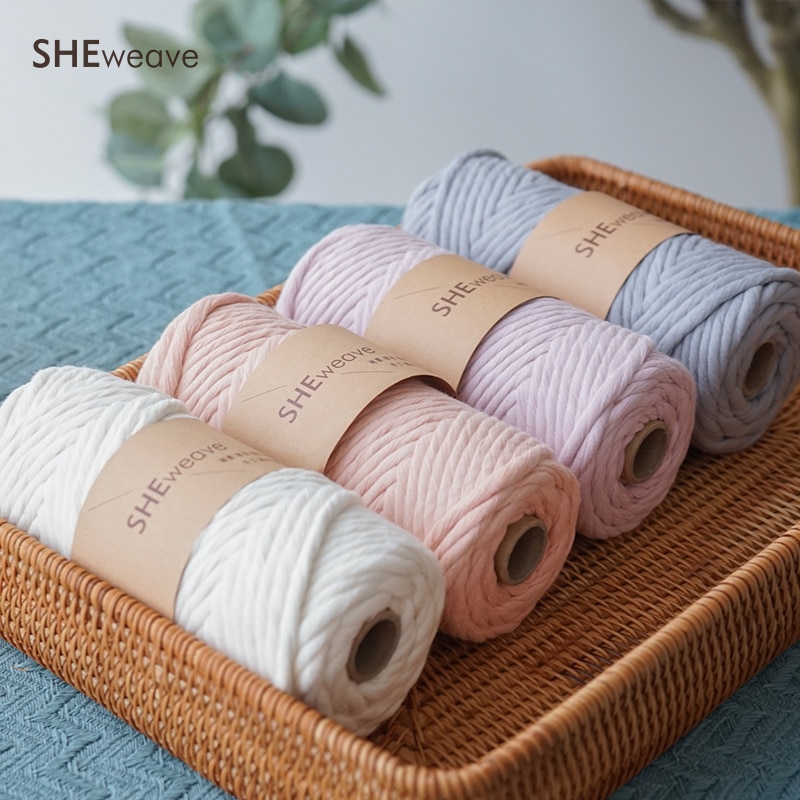 Single Strand Macrame Cord, Macrame rope 4mm×50m(54yd) Colorful Cotton Cord for Macrame supplies,Wall Hanging