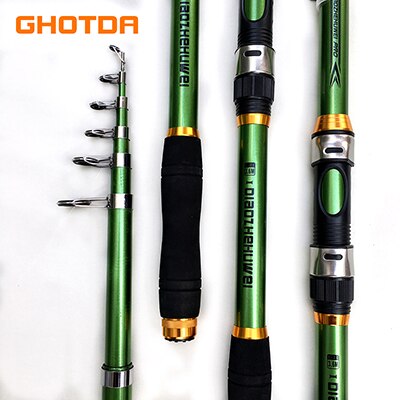 GHOTDA Sea Telescopic Fishing Rods Carp Fishing Spinning Rod Ultra Light Spinning Feeder Rod for Fishing Travel To: Green / 2.4 m