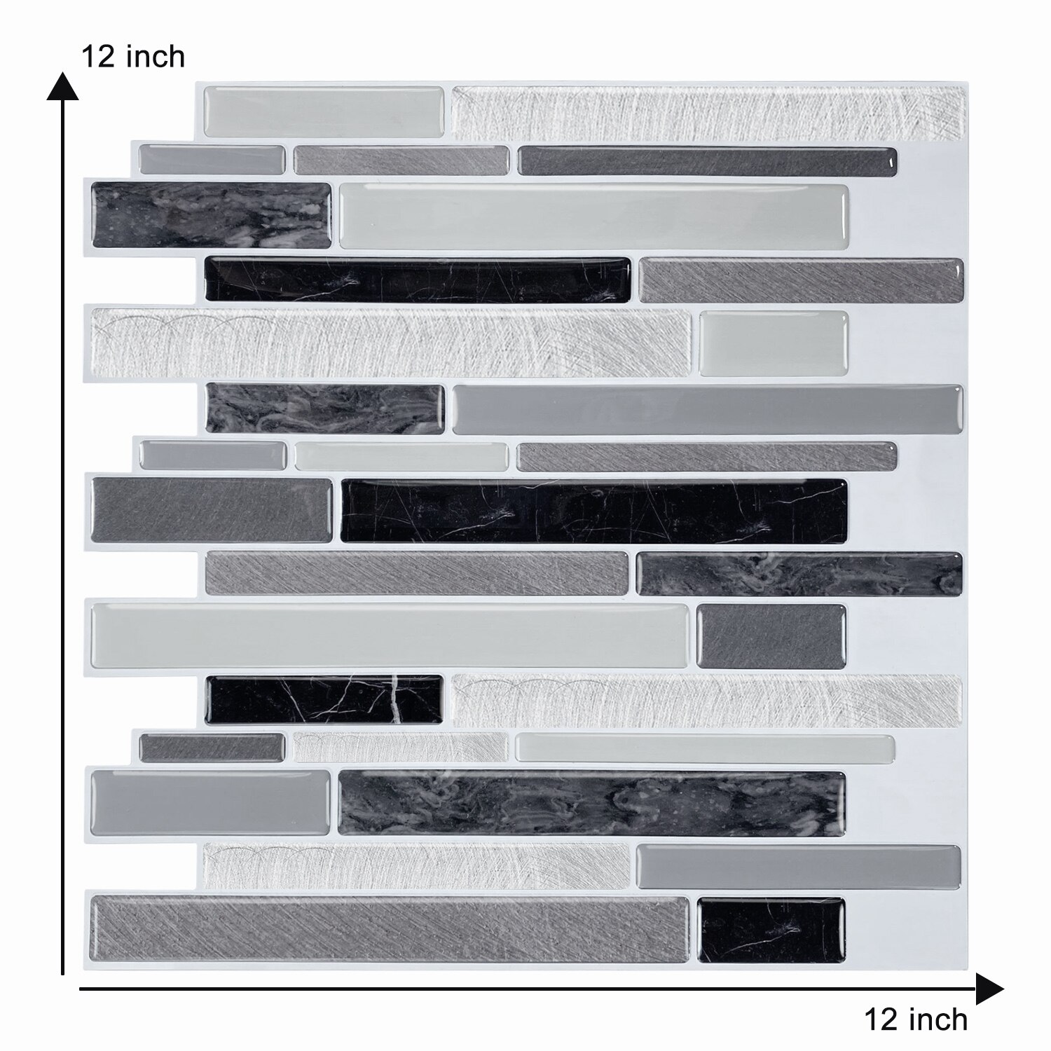 (30.5*30.5 cm) schwarz-weiß gestreifte wandaufkleber, wasserfest, selbstklebend, 3d- effekt, für cafés, dekorative blende, zum abziehen und aufkleben: T80029