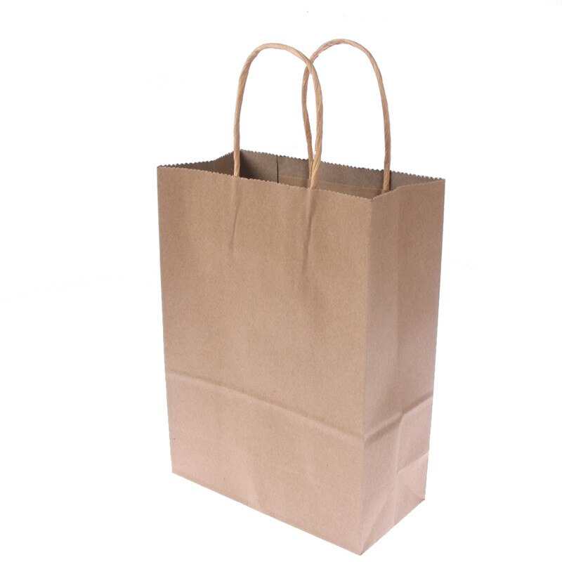1Pcs Reusable Kraft Paper Shopping Bag With Handle DIY Multifunction Wedding Birthday Party package bags: Buff