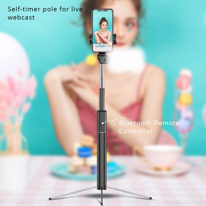 Draagbare Geïntegreerde Statief Selfie Stick Voor Iphone Samsung S20 Xiaomi Statief Selfie Stok Draadloze Bluetooth Met Afstandsbediening