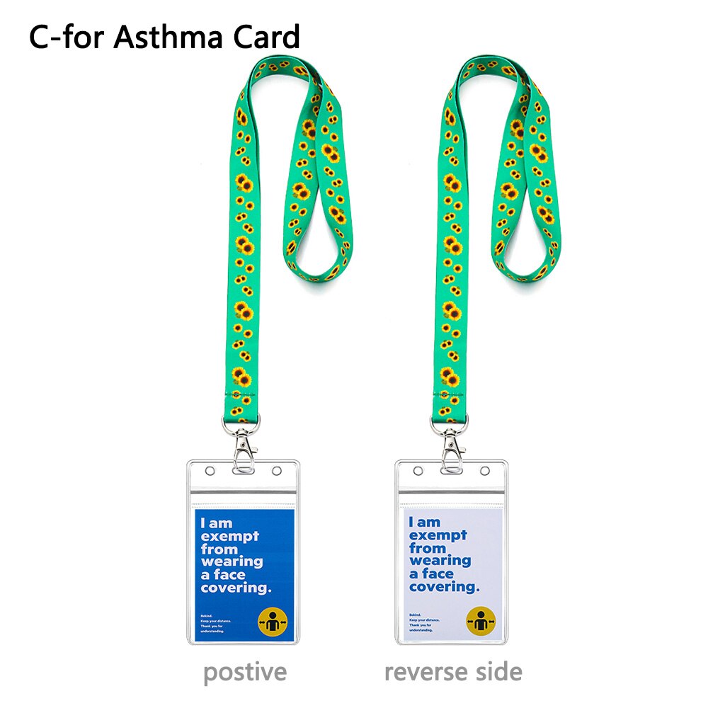 1 Set Lanyard + Mask Exemption Card Waterproof Durable Safe PVC Material ID Card or Keys Hodler Hidden Disability Lanyard: C-6