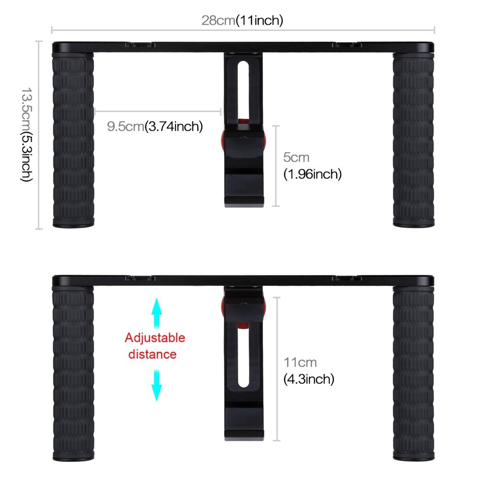 PULUZ Support Recording Rig Dual-handle Rig Phone Stabilizer Adjustable Stabilizer Phone for iphone Xiaomi Huawei Smartphone