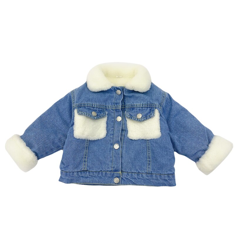 Winter Kinderen Jassen Warme Kinderkleding Jongens En Meisjes Western Denim Jassen Pluche Jassen Kinderkleding Voor 2-6 Y