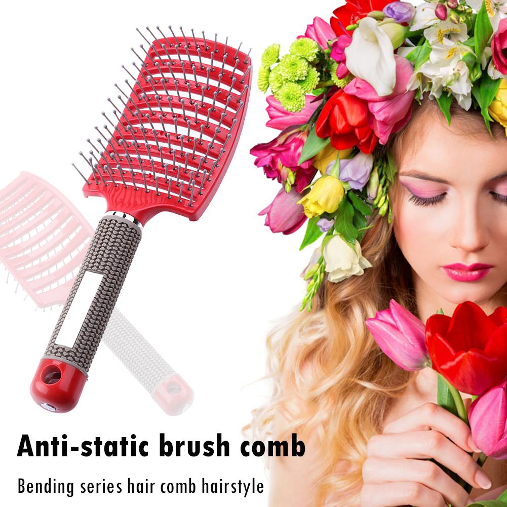 Meisje Haar Hoofdhuid Massage Professionele Haar Kam Anti Statische Borstel Gebogen Rij Scalp Massager Salon Styling Tool