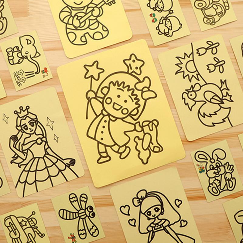 Scratch Art Doodle Pad Zand Schilderij Kaarten Early Educatief Creatieve Tekening Speelgoed Om Gekleurde Zand Student: Default Title