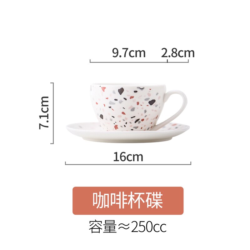 Vaisselle en céramique Terrazzo de 10 pouces, plateau de rangement, tasse à café, plateau à manger pour la maison, salon de thé, accessoires de décoration: Coffee cup