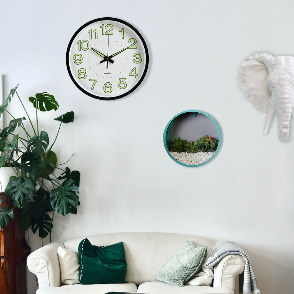 12&#39;&#39; Luminous Clock Round Digital Clock Silent Quartz Watch 10&#39;&#39; Wall Clocks Simple Hanging Wall Clocks Home Bedroom Decoration