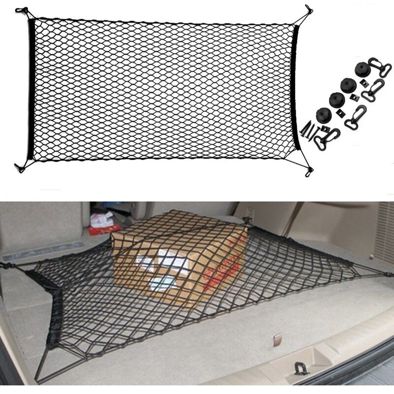 Reti per bagagliaio per auto 110x60 cm elastico in nylon resistente carico deposito bagagli organizzatore rete a rete con ganci per auto furgone Raccogliere SUV MPV