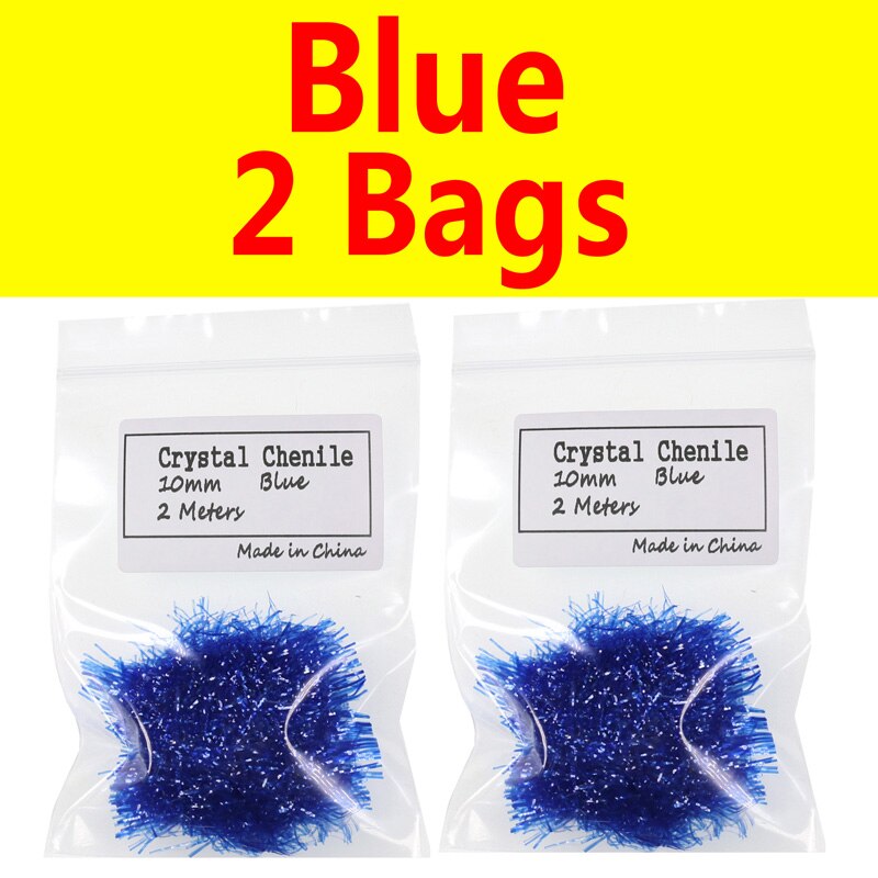 Bimoo 2 Bags 10mm Wide Crystal Flash Tinsel Hackle Flash for Fly Tying Streamer Egg Fly Salmon Fly Trout Salmon Lures: Blue 2 Bags