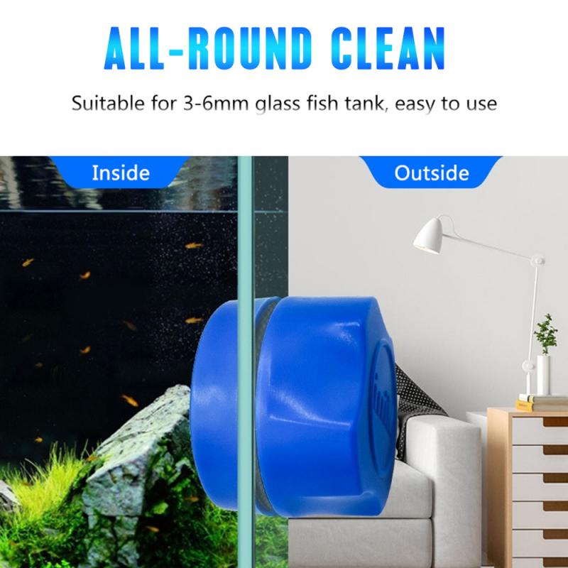 Mini Aquarium Fish Tank Magnetic Clean Floating Glass Brush Algae Scraper Curve Glass Cleaner Window Magnet Cleaning Tool