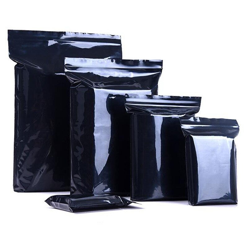 100 Stks/partij Zwart Plastic Zip Lock Ziplock Zakken Noten Opslag Pakket Kleine Sieraden Verpakking Hersluitbare Monsters Zip Bags Zakjes