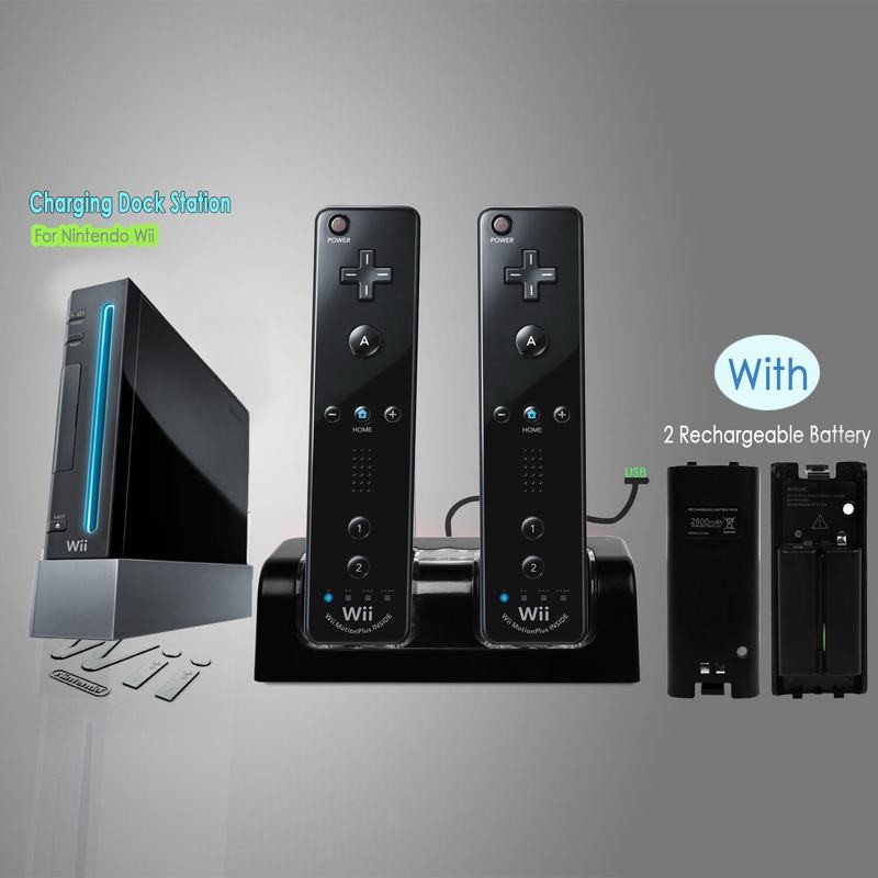 2800Mah Lader + 2/4 Pack Van Oplaadbare Batterijen Voor Nintendo Wii/Wii U Remote Controller 4 Poort Opladen dock Station