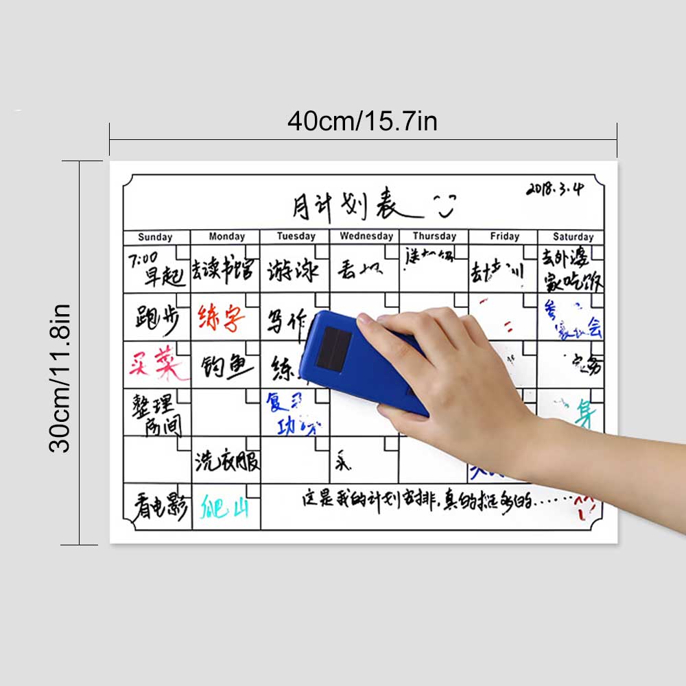 Umitive 1 stk magnetisk tør slet køleskab kalender hvid sort tavle memoliste til huskeliste månedlig daglig planner arrangør