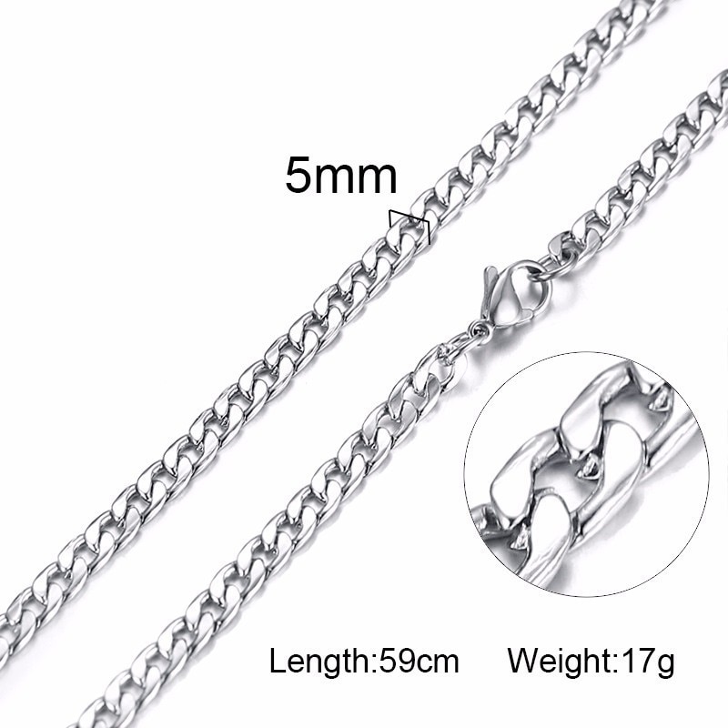 HANDSOME MEN'S FILLED BOXCHAIN CUBA LINK CHOKER FIGARO CHAIN NECKLACE IN ENDURABLE STAINLESS STEEL MALE FEMALE JEWELRY