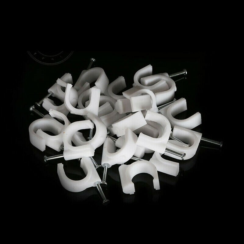 300 st plast väggfäste 6mm dia elektriska kabel cirkel spik clips fästen