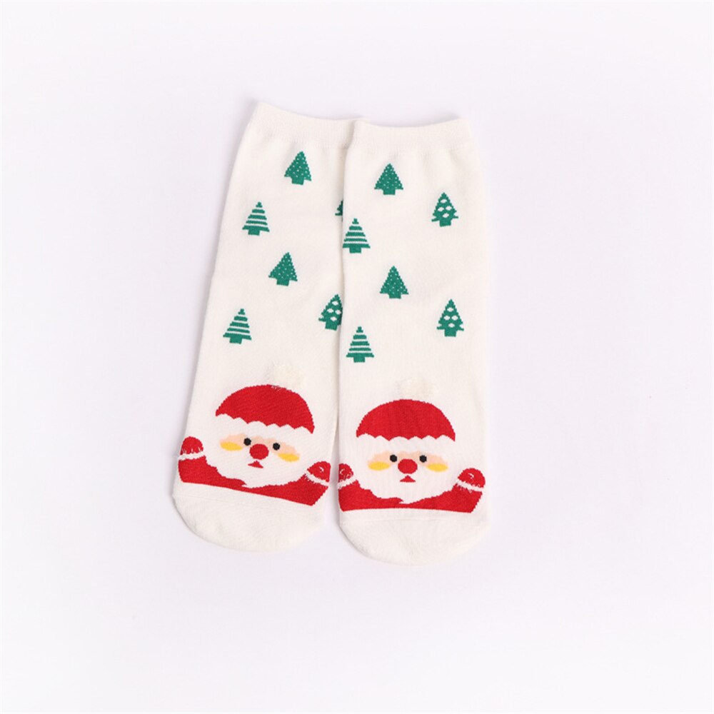 Kvinnor tecknade julstrumpor härlig tomte julgran snögubbe älgbjörn xmas strumpor: Vita jultomten