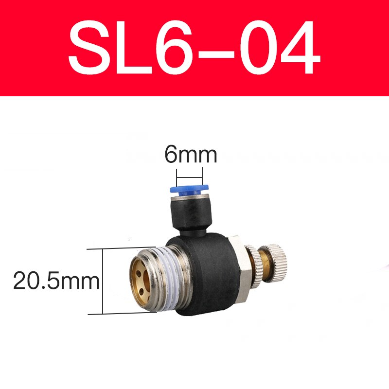 Blue pneumatic connector SL 4/6/8/10 / 12mm series pneumatic throttle speed control valve external thread cylinder throttle: SL 6-04