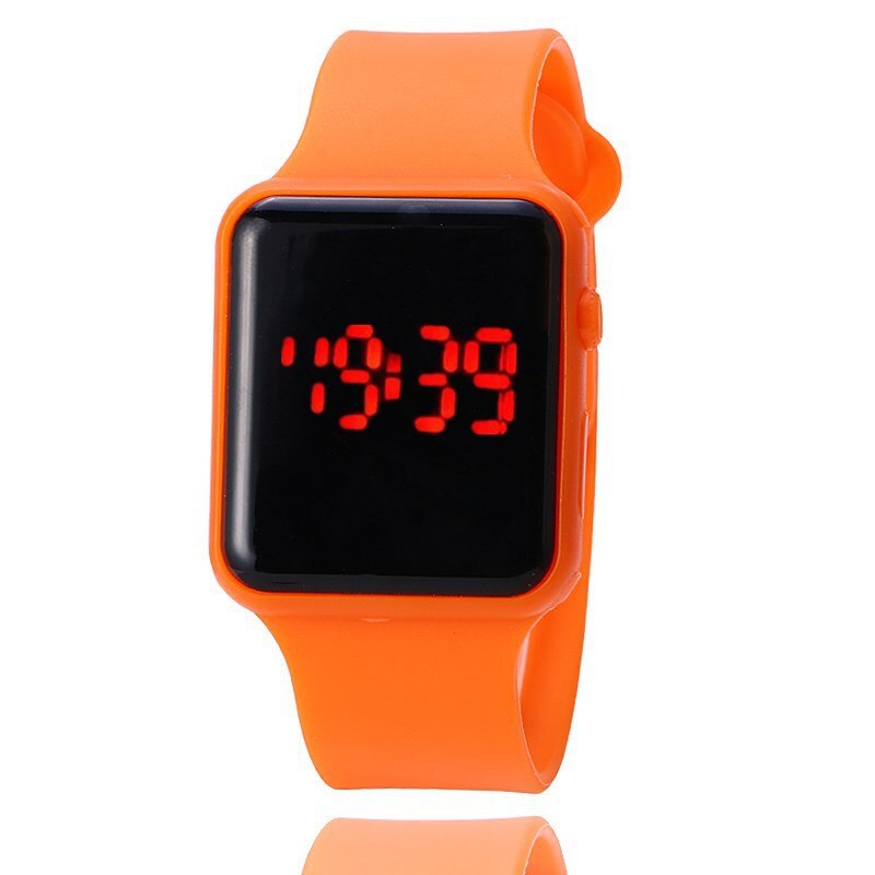 Novo confortável relógio de moda crianças silicone relógio led criança pulseira esporte simples adolescente/menina relógio de pulso: orange