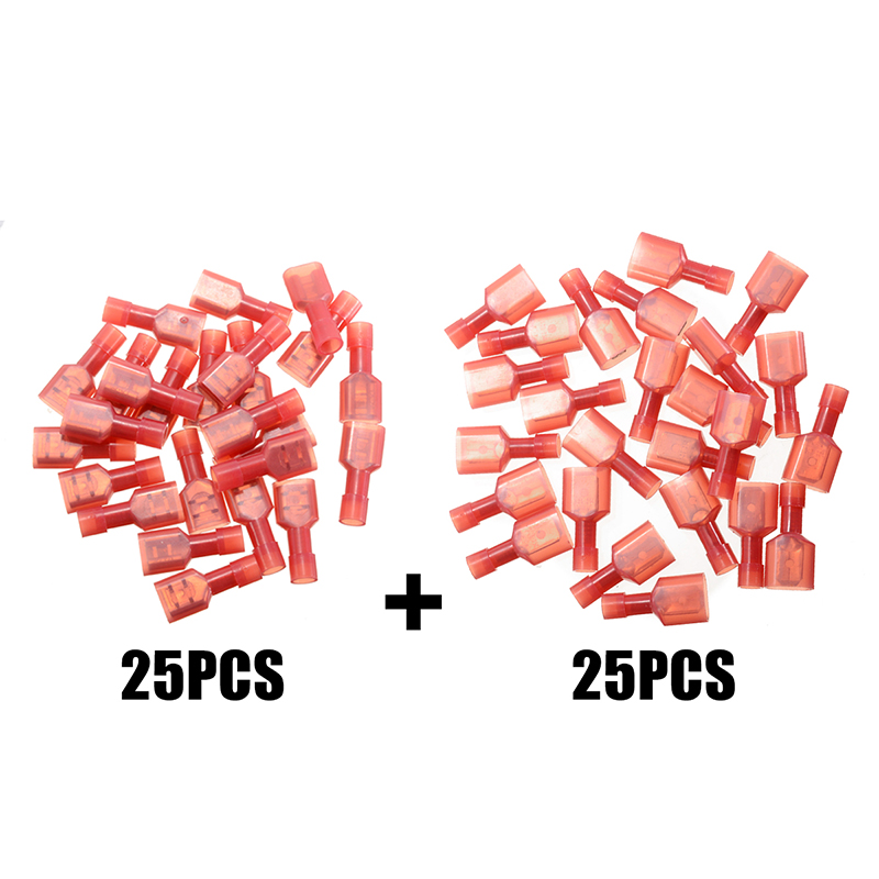 50 Uds conector de Cable eléctrico macho + hembra conectores de terminales de Cable de nailon de aislamiento 22-18AWG