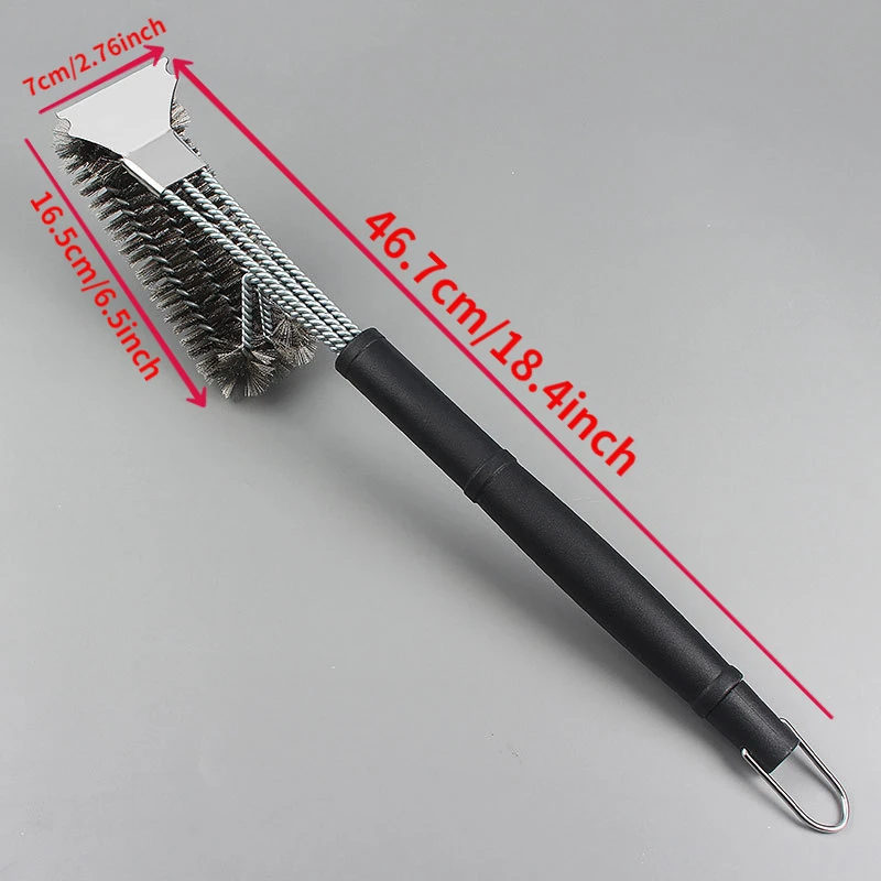 Große Grill bürste und Schaber Grill bürste für Grill, sichere 18 "Edelstahl gewebte Draht 3 in 1 Borsten Grill reinigungs bürste: Black