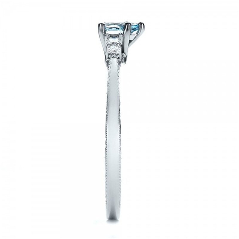 Frauen Wasser Geformt Blau Zirkon Ringe Mit Strass Hochzeit Engagement Elegante Damen Ringe Schmuck