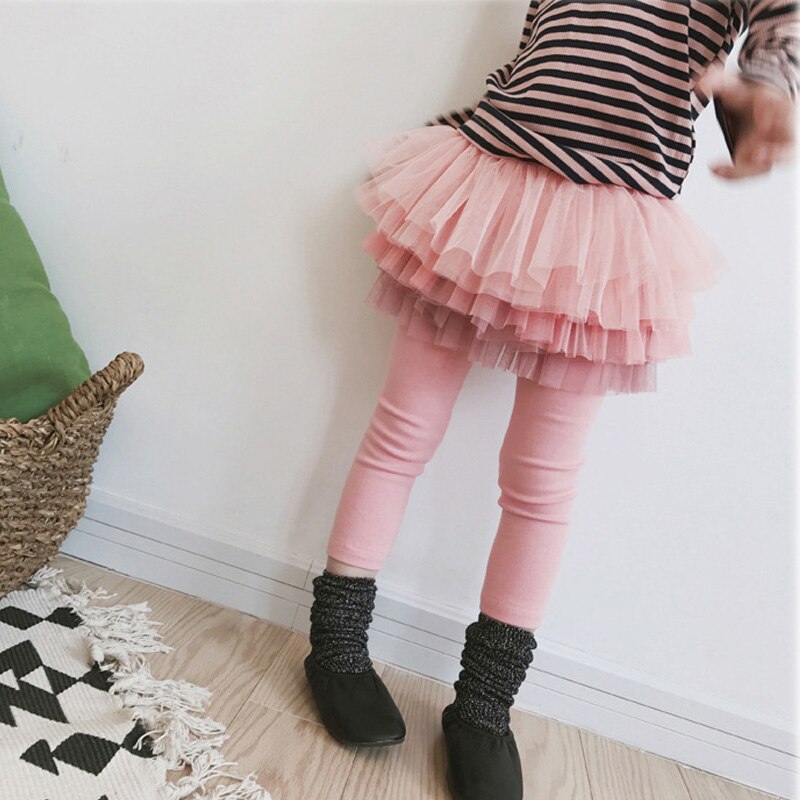 Humor Beer Katoenen Baby Meisjes Leggingstoddler Gradient Mesh Culottes Broek Ballet Broek Voor Kinderen Winter Warme Comfortabele