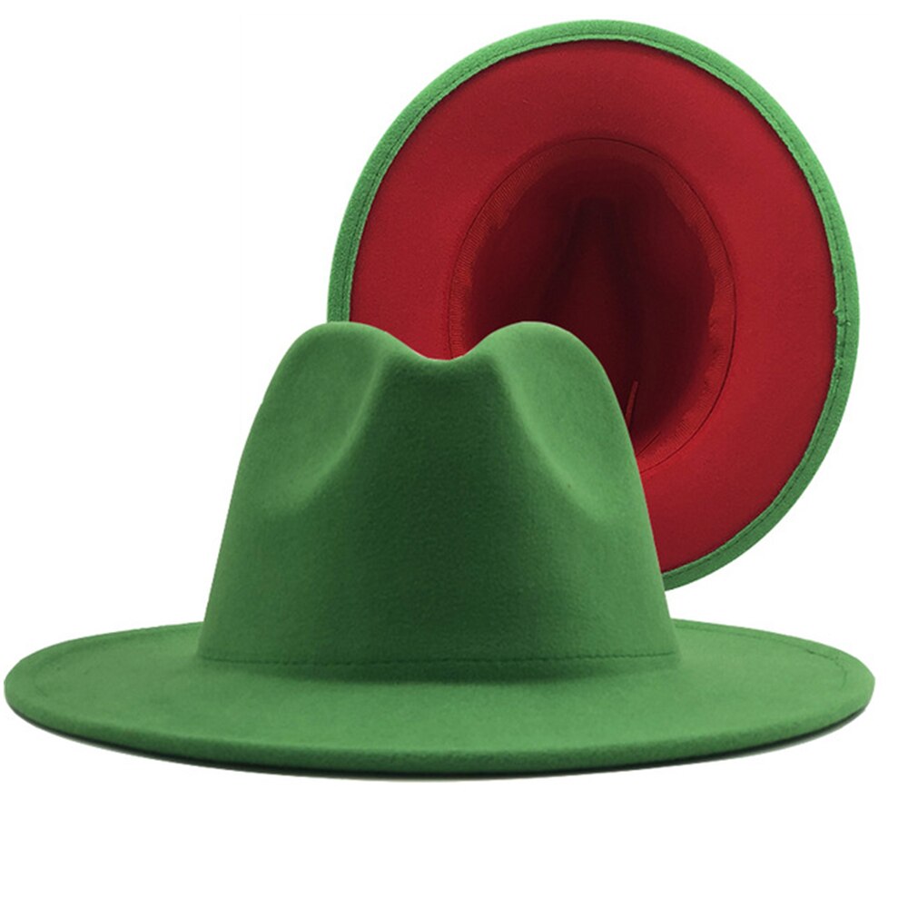 Chapeau en feutre pour femmes, couleur vert citron, chapeau fédoras jaune, à la , couleur mixte, jazz, blanc et rose: green