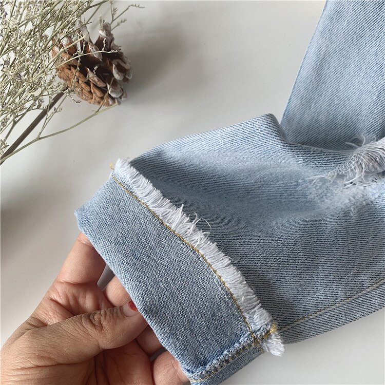 boys ripped jeans spring girls korean style Frilled denim pants 1-6 years kids trousers