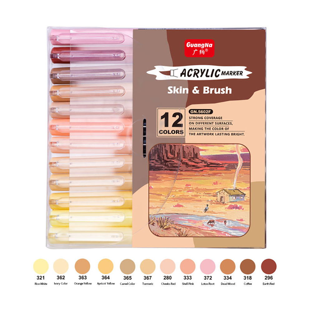 12 Skin Tones Soft Art Markers Acrylic Paint Pens Set for Sketch Portrait Manga Drawing Illustration Sketching Art Supplies: Default Title