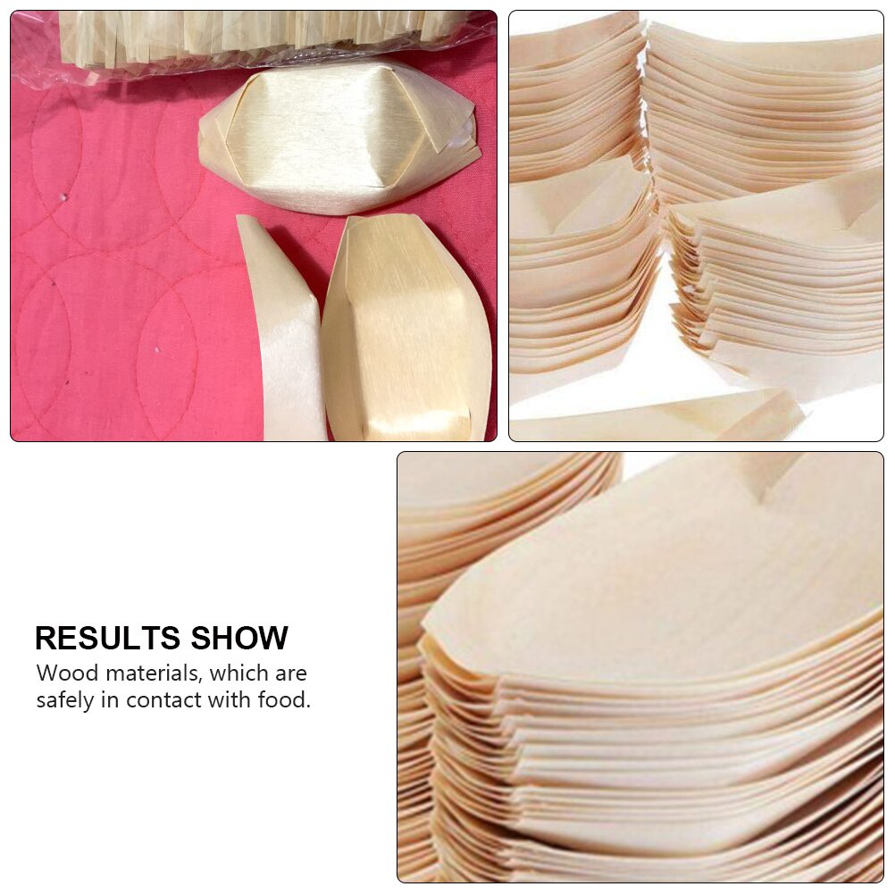50pcs Wooden Tableware Snack Containers Disposable Food Containers Snack Bowl