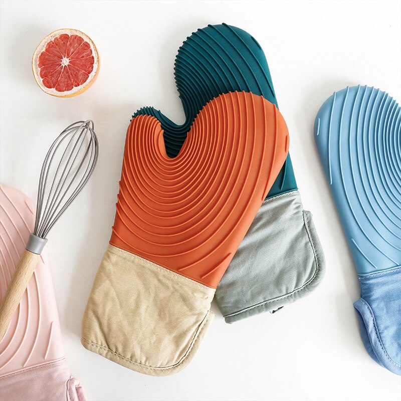 Kitchen Oven Mitts Anti-Scalding Potholder Thicken Silicone Baking Gloves Household Heat Insulation Golves Kitchen Accessories