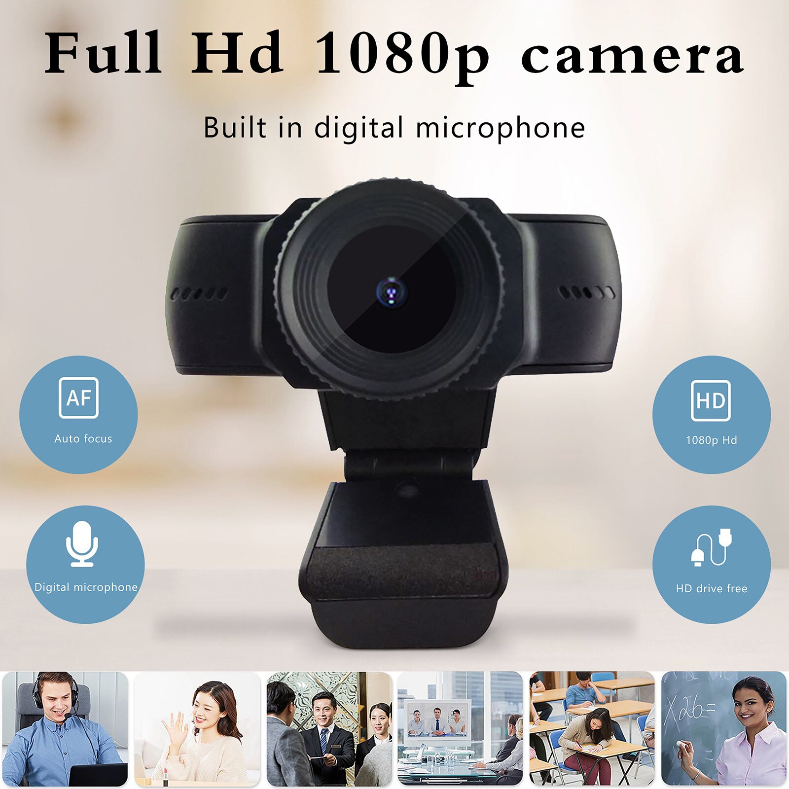 Full HD 1080P Web Cam Desktop PC Video Calling Webcam Camera with Microphone 5 Million Pixels With clip