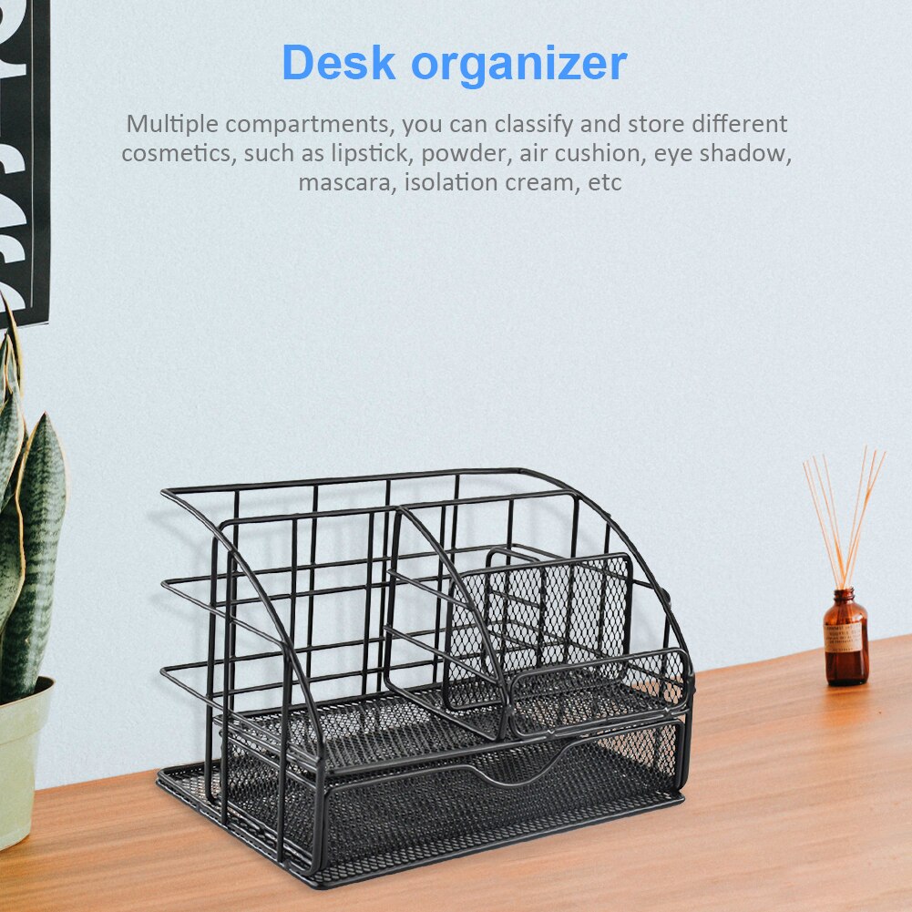 Desk Organizer Stationery Home Bedroom Multifunctional Drawer Storage School Office Mesh Pen Holder Accessories Caddy