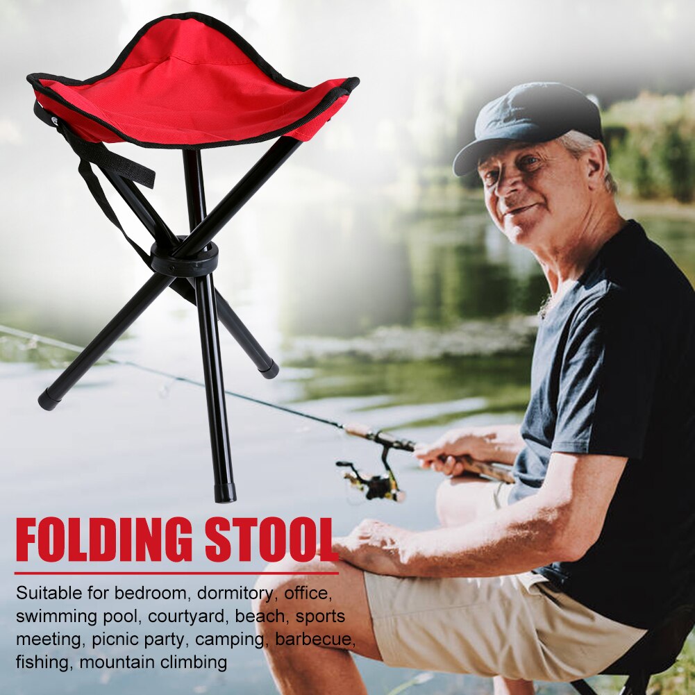 LOCYOP Draagbare campingkruk telescopische viskruk stevig voor buiten binnen wandelen BBQ met draagtas en kussen max. belasting 420 lbs (zwart
