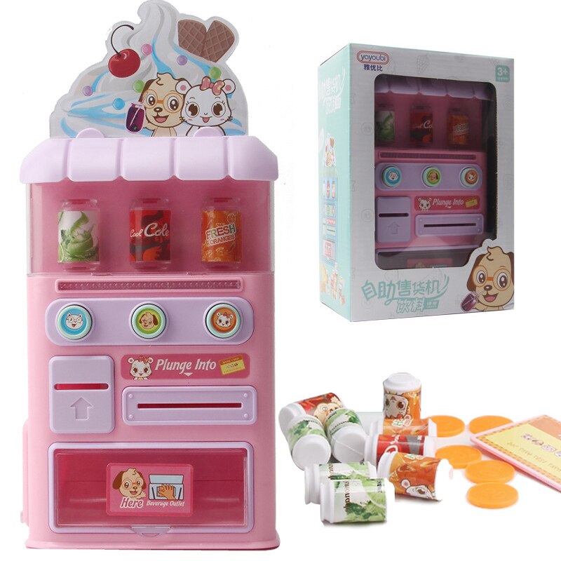 Kinderen Automaat Speelgoed Drinken Machine Snoep Machine Kind Simulatie Speelhuis Automaat Speelgoed Zonder Batterij: pink