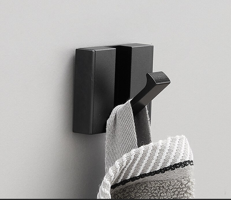 Toallero plegable Invisible de estilo europeo, Colgador de gancho de pared para baño, cocina, dormitorio, pasillo, color oro negro, 5 luces: All Black 1 Hook